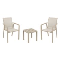 Pacific Balcony Set with Ocean Side Table Taupe S023066