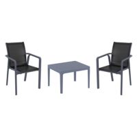 Pacific Balcony Set with Sky 24" Side Table Dark Gray and Black S023109