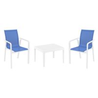 Pacific Balcony Set with Sky 24" Side Table White and Blue S023109