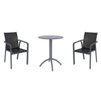 Pacific Bistro Set with Octopus 24" Round Table Dark Gray and Black S023160