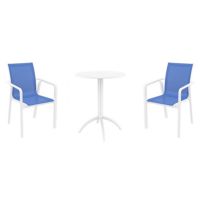 Pacific Bistro Set with Octopus 24" Round Table White and Blue S023160