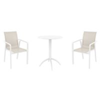 Pacific Bistro Set with Octopus 24" Round Table White and Taupe S023160