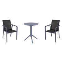 Pacific Bistro Set with Sky 24" Round Folding Table Dark Gray and Black S023121