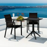 Pacific Bistro Set with Sky 24" Square Folding Table Black S023114