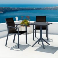 Pacific Bistro Set with Sky 24" Square Folding Table Dark Gray and Black S023114