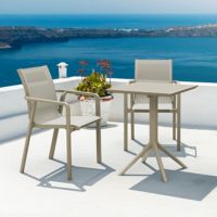 Pacific Bistro Set with Sky 24" Square Folding Table Taupe S023114