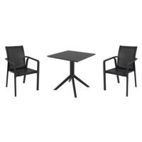 Pacific Dining Set with Sky 27" Square Table Black S023108