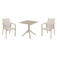 Pacific Dining Set with Sky 27" Square Table Taupe S023108