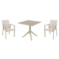 Pacific Dining Set with Sky 31" Square Table Taupe S023106