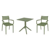 Paris Dining Set with Sky 27" Square Table Olive Green S282108