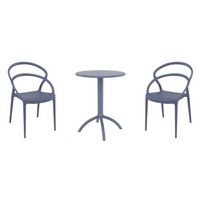 Pia Bistro Set with Octopus 24" Round Table Dark Gray S086160