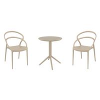 Pia Bistro Set with Sky 24" Round Folding Table Taupe S086121