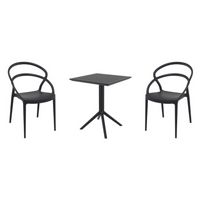 Pia Bistro Set with Sky 24" Square Folding Table Black S086114