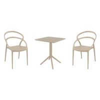 Pia Bistro Set with Sky 24" Square Folding Table Taupe S086114