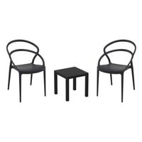 Pia Conversation Set with Ocean Side Table Black S086066