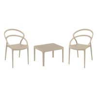 Pia Conversation Set with Sky 24" Side Table Taupe S086109