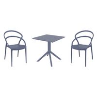 Pia Dining Set with Sky 27" Square Table Dark Gray S086108