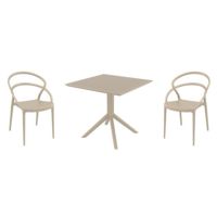 Pia Dining Set with Sky 31" Square Table Taupe ISP1067S