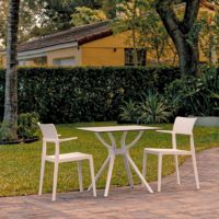 Plus Outdoor Dining Set with 2 Arm Chairs White ISP7004S