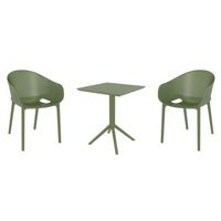 Sky Pro Bistro Set with Sky 24" Square Folding Table Olive Green S151114