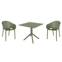 Sky Pro Dining Set with Sky 31" Square Table Olive Green S151106