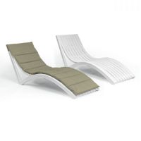Slim Stacking Pool Lounger White with Canvas Taupe Paddings Set of 2 ISP0872C