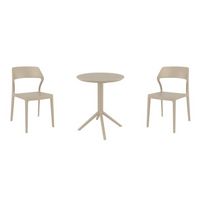 Snow Bistro Set with Sky 24" Round Folding Table Taupe S092121