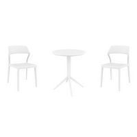 Snow Bistro Set with Sky 24" Round Folding Table White S092121