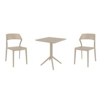 Snow Bistro Set with Sky 24" Square Folding Table Taupe S092114