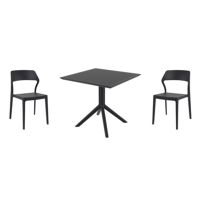 Snow Dining Set with Sky 31" Square Table Black ISP1066S
