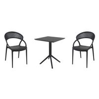 Sunset Bistro Set with Sky 24" Square Folding Table Black S088114