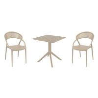 Sunset Dining Set with Sky 27" Square Table Taupe S088108