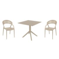 Sunset Dining Set with Sky 31" Square Table Taupe ISP1068S
