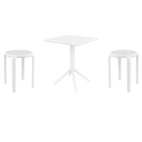 Tom Bistro Set with Sky 24" Square Folding Table White S286114