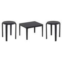 Tom Conversation Set with Sky 24" Side Table Black S286109