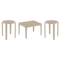 Tom Conversation Set with Sky 24" Side Table Taupe S286109