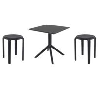 Tom Dining Set with Sky 27" Square Table Black S286108
