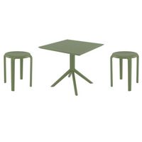 Tom Dining Set with Sky 31" Square Table Olive Green S286106