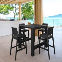 Vegas Maya 5 pc Outdoor Bar Set with 39" to 55" Extendable Table Black ISP7823S
