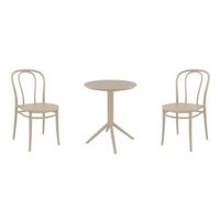 Victor Bistro Set with Sky 24" Round Folding Table Taupe S252121