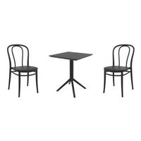 Victor Bistro Set with Sky 24" Square Folding Table Black S252114