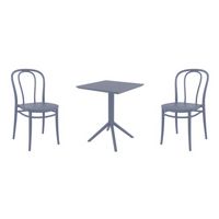 Victor Bistro Set with Sky 24" Square Folding Table Dark Gray S252114