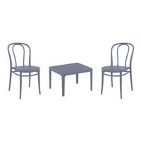 Victor Conversation Set with Sky 24" Side Table Dark Gray S252109