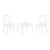 Victor Conversation Set with Sky 24" Side Table White S252109
