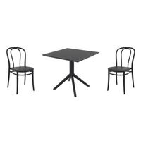 Victor Dining Set with Sky 31" Square Table Black S252106