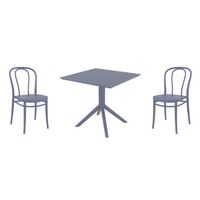 Victor Dining Set with Sky 31" Square Table Dark Gray S252106