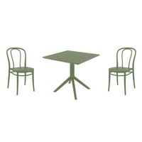 Victor Dining Set with Sky 31" Square Table Olive Green S252106