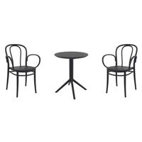 Victor XL Bistro Set with Sky 24" Round Folding Table Black S253121