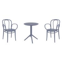Victor XL Bistro Set with Sky 24" Round Folding Table Dark Gray S253121