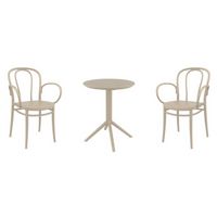 Victor XL Bistro Set with Sky 24" Round Folding Table Taupe S253121